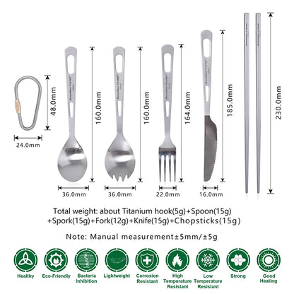 Boundless Voyage Titanium Knife Fork Spoon Chopsticks Cutlery Set