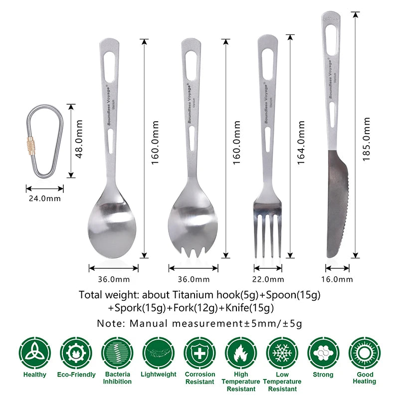 Boundless Voyage Titanium Knife Fork Spoon Chopsticks Cutlery Set
