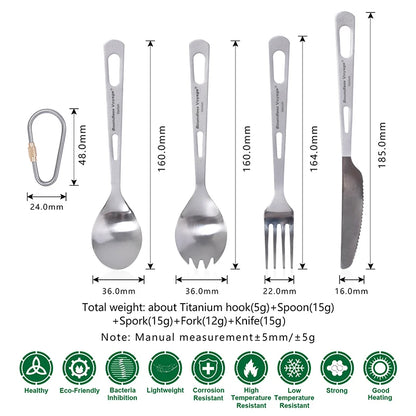 Boundless Voyage Titanium Knife Fork Spoon Chopsticks Cutlery Set